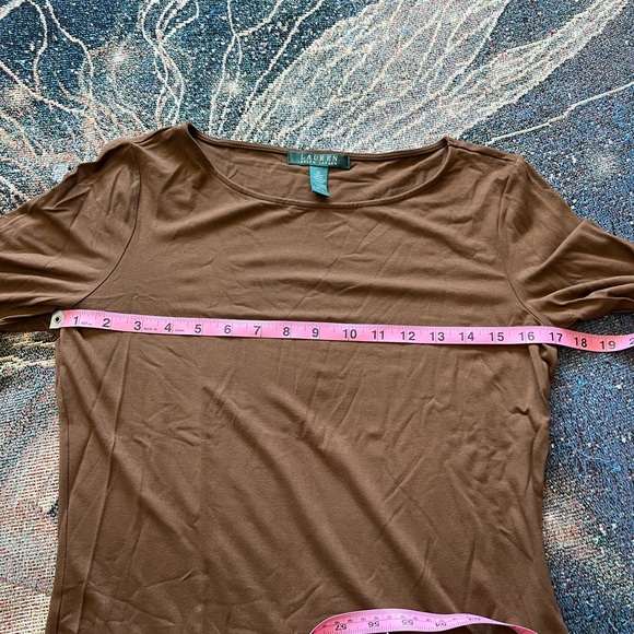 Vintage Lauren Ralph Lauren Brown Longsleeve Top Women’s M Preppy Minimalist Y2K - Picture 13 of 15